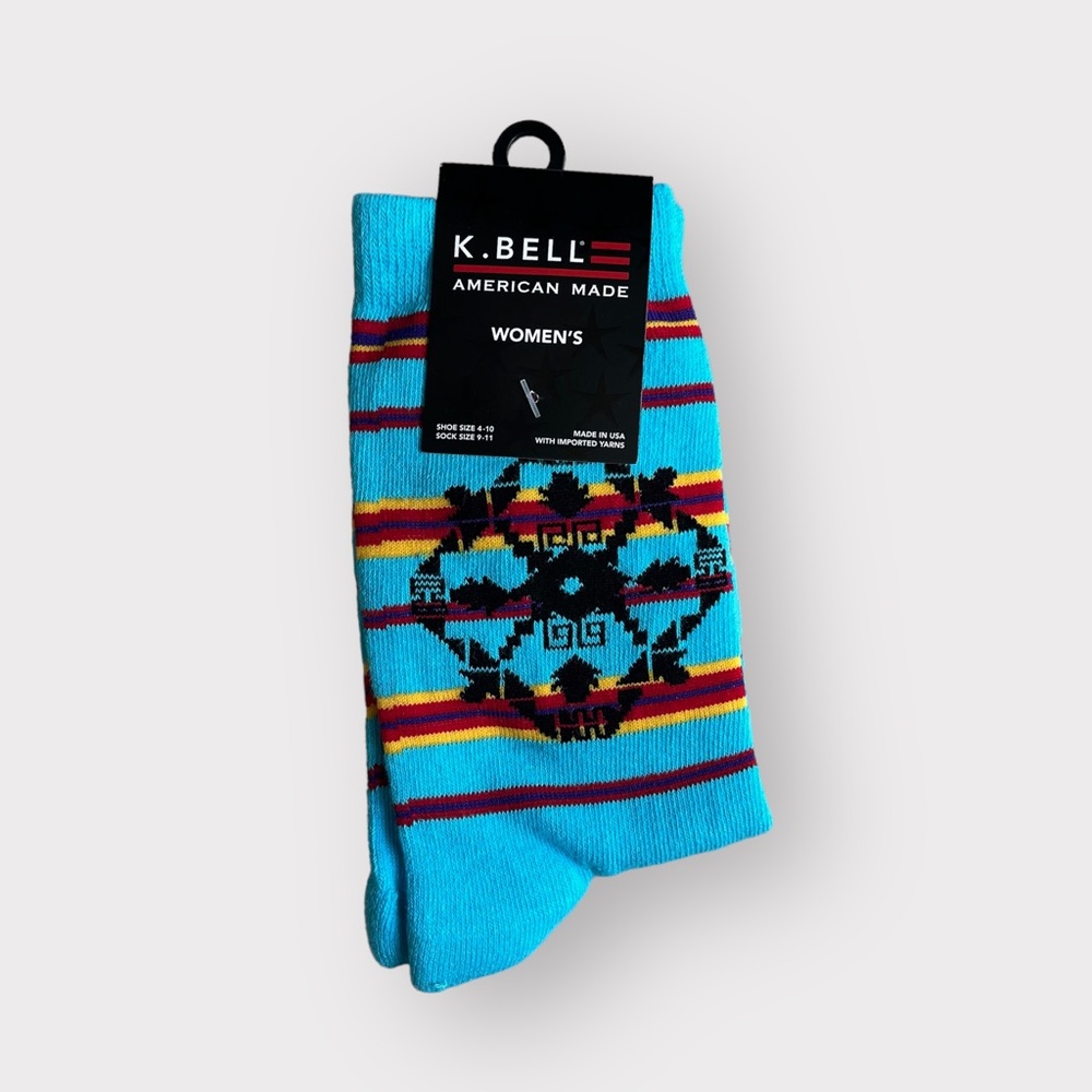 K.Bell Blue Aztec Inspired Stripe Socks